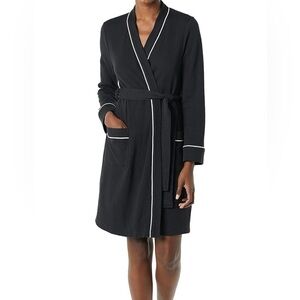 NWT Amazon Essentials Black Robe with White Piping